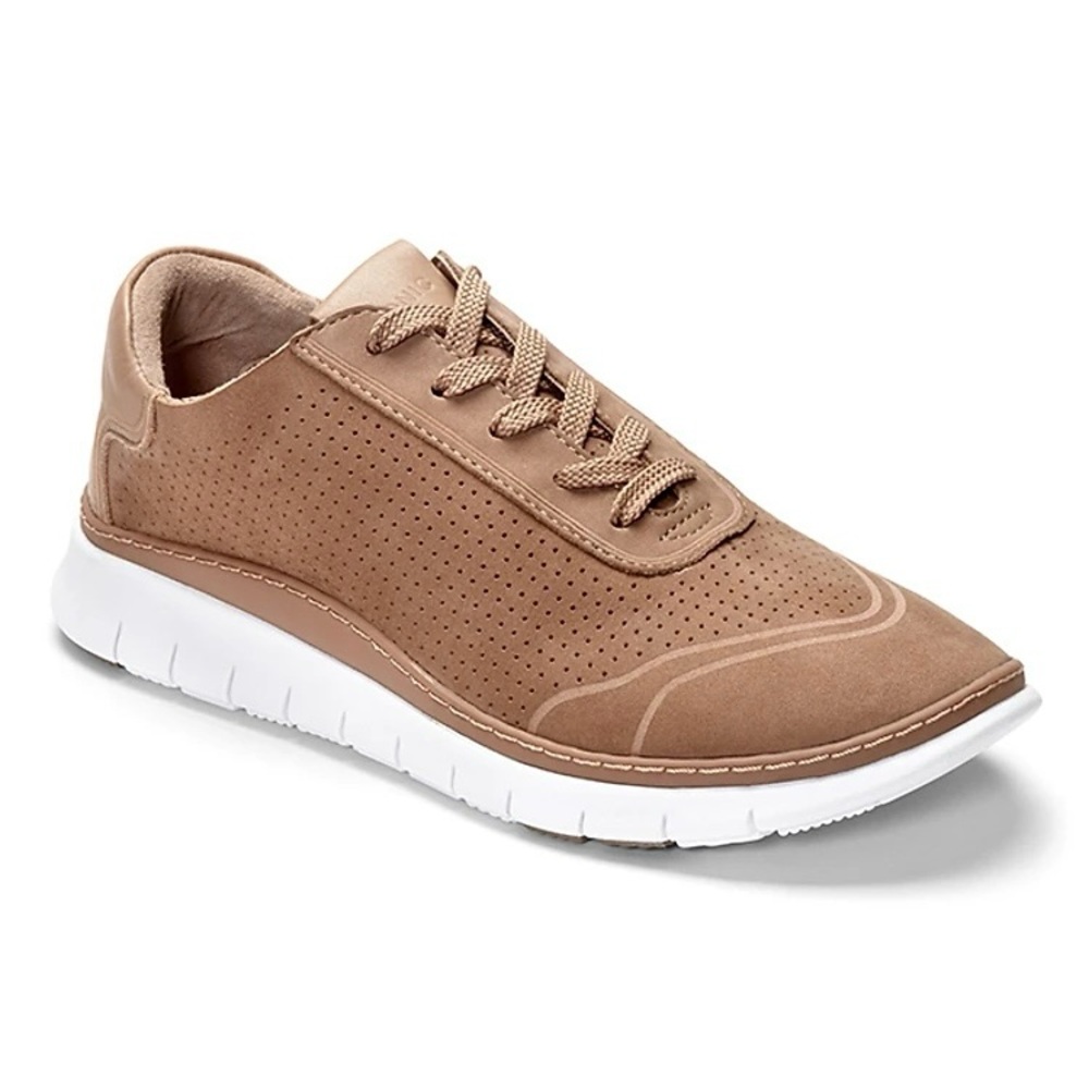 Vionic Womens Fresh Riley Lace Up Shoes Sneakers Brown Nubuck Leather 8 Vented